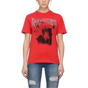 Alexander McQueen fear nothing red short sleeve tee shirt